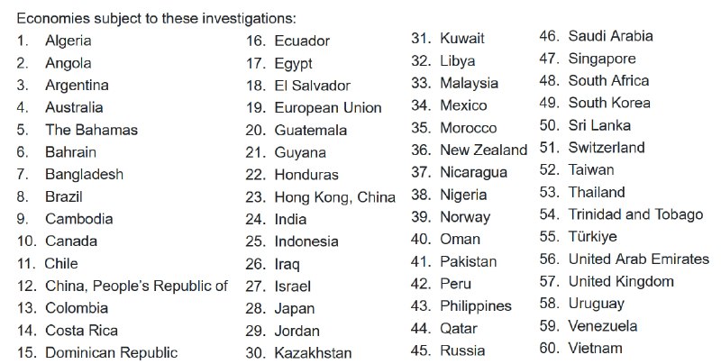 美国3月11日宣布对16国（中国、欧盟、新加坡、瑞士、挪威、印尼、大马、柬埔寨、泰国、韩国、越南、台湾、孟加拉国、墨西哥、日本、印度）以“向美转嫁产能过剩”为由发起301调查